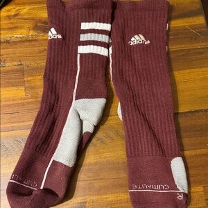 Adidas Burgundy and White Performance Socks
